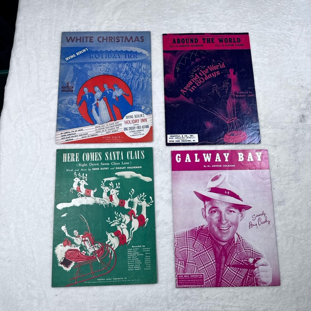 Vintage Christmas Sheet Music Lot Gene Autry Bing Crosby Galway Bay 1940s
